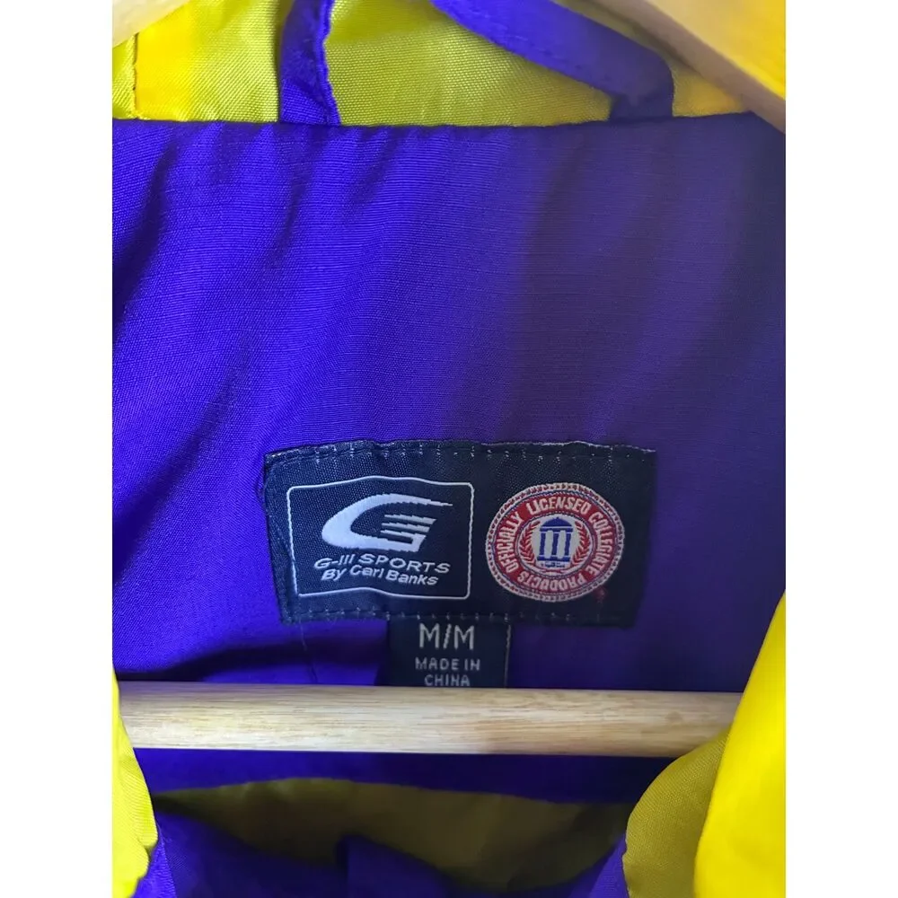 Vintage LSU Tigers Hooded Pullover Jacket Men's Medium Purple Yellow Carl Banks